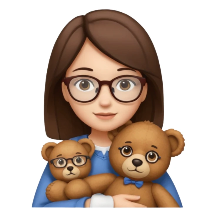 girl glasses and teddy  sticker