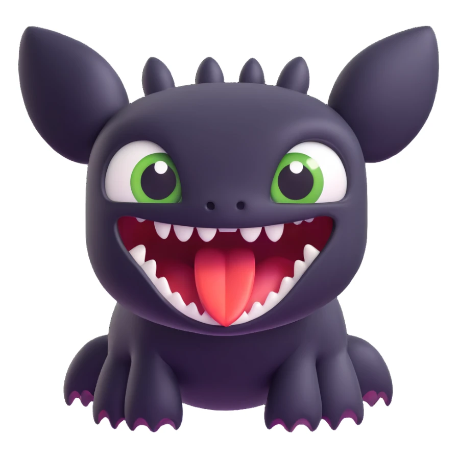 Toothless from 'How to Train Your Dragon' looking shocked, 3D emoji style sticker