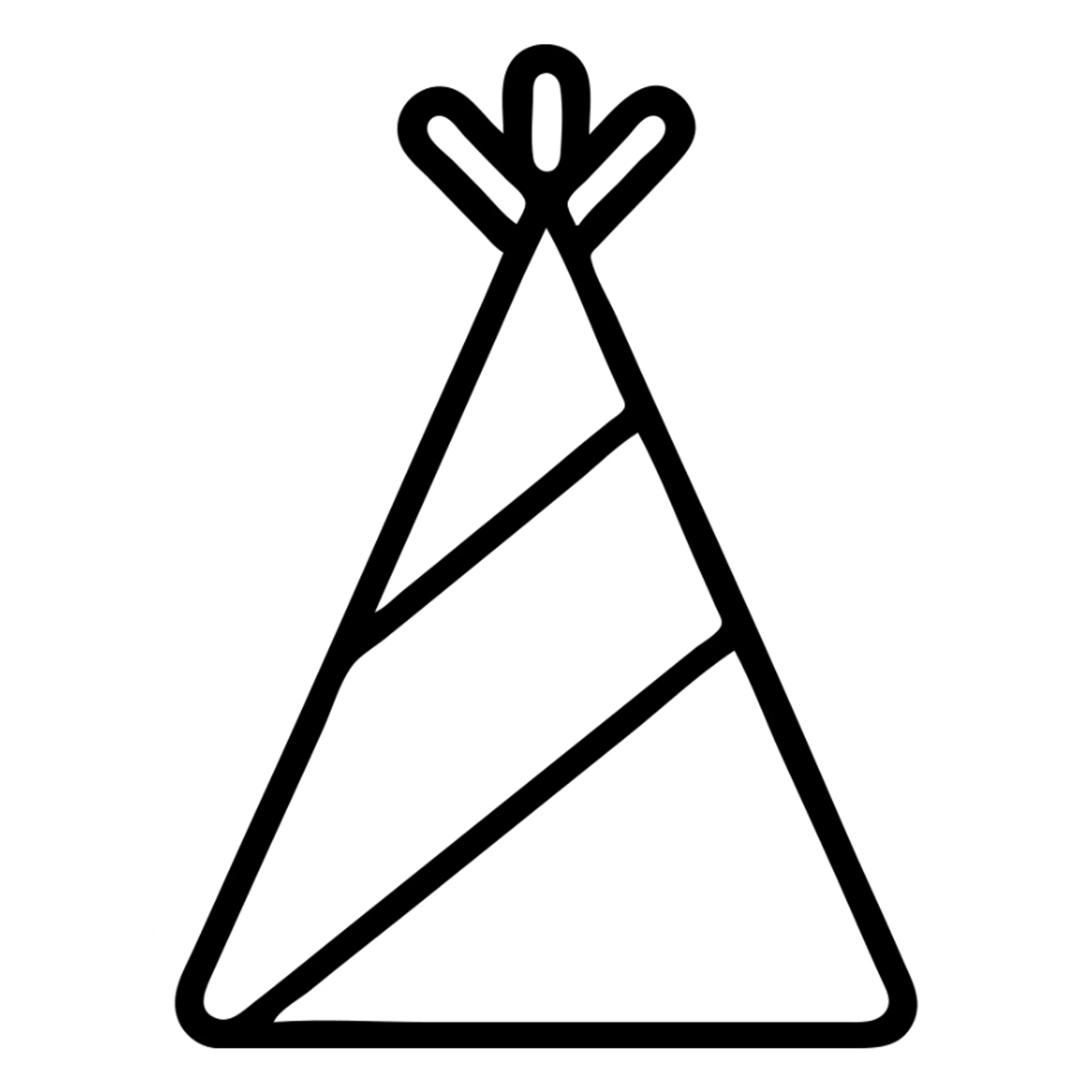 party hat, outlined icon style, minimal, black lines, no fill sticker