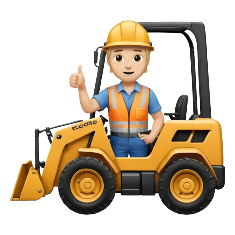Blonde guy in a skid steer giving a thumbs up sticker