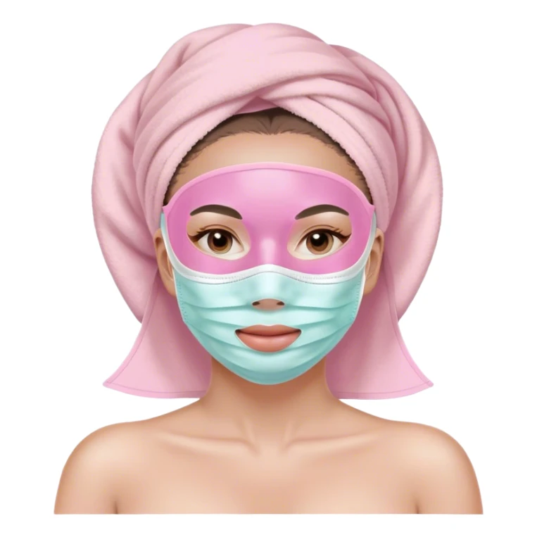 Lady with pastel pink face mask spa beauty full face relaxing sticker