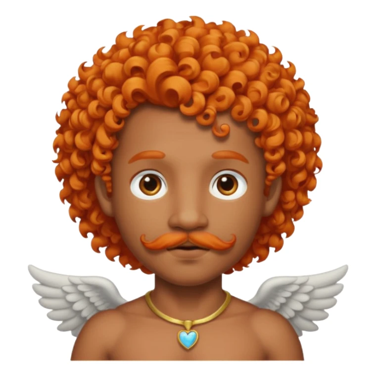 Black cupid with orange hair and mustache sticker