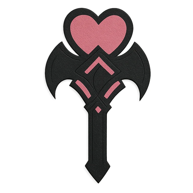 BLACKPINK-inspired gothic object, layered and graphic, black and pink colors, paper craft style sticker