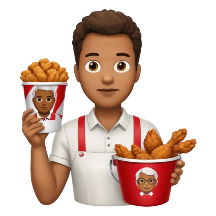Black man holding a kfc bucket filled with fried chicken sticker
