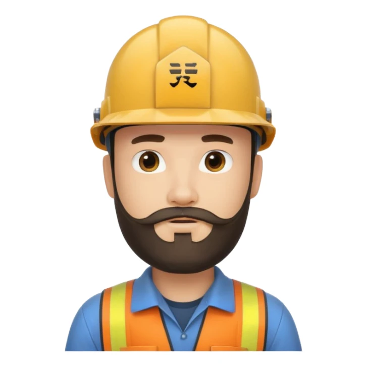 Ingeniero con barba y con casco y letra china minipeka   sticker