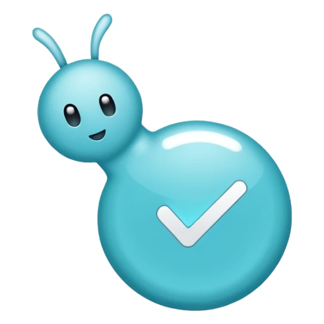 A white tick ✔️with a cyan circle back ground  sticker