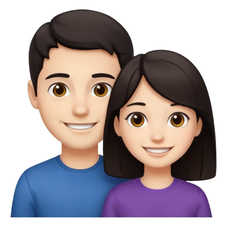 Brother ans sister, white skin, dark hair sticker