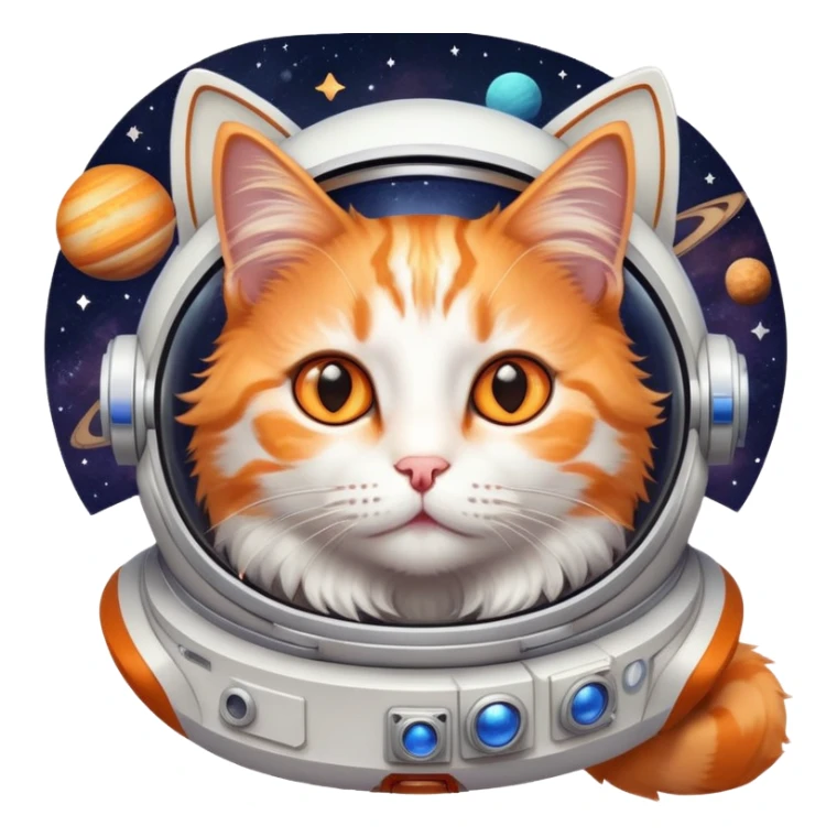 cat in space with stars and planets sticker