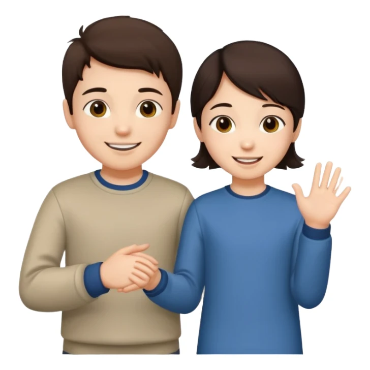 brunette boy holding Asian girl’s hand sticker