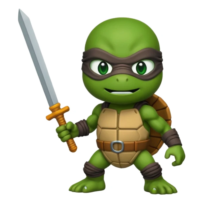 Michelangelo from Teenage Mutant Ninja Turtles, emoji style, head only, cute minimalistic style, with a nunchuck sticker