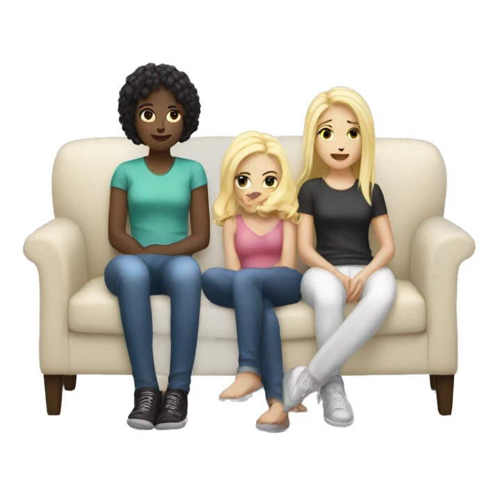 Two Girls chill on the Couch one blonde one dark haired Both white  sticker