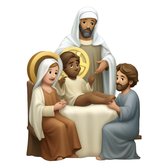 Sainte Marie, Saint Joseph et bébé Jésus à la crèche  sticker