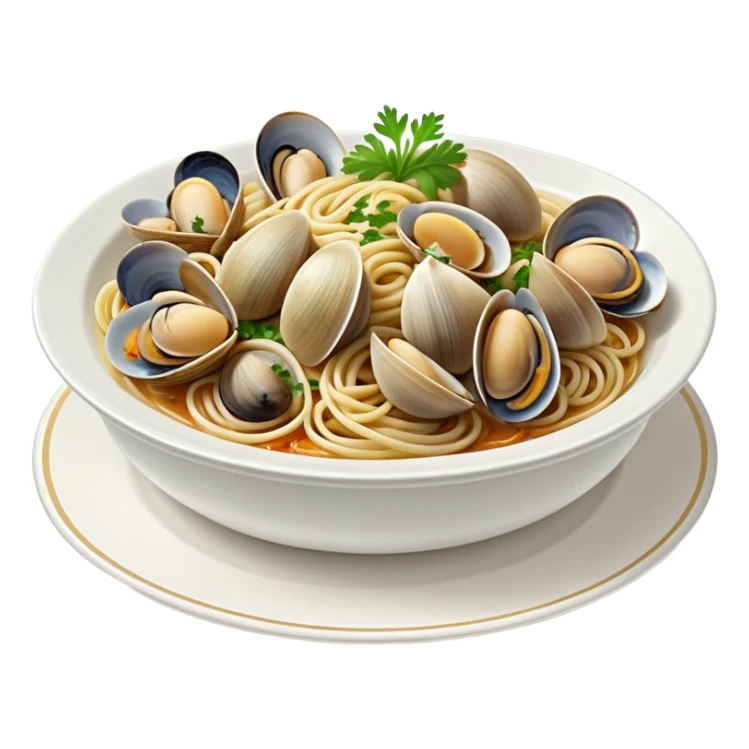 Spaghetti alle vongole in a porcelain plate sticker