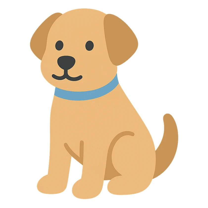 <system>
  <style>
    <name>Apple SF Symbols-Compatible Colored Icons (No Outlines)</name>
    <description>Generate colored 2D vector icons that are clean, minimal, and polished—designed to blend seamlessly with Apple's SF Symbols, without using black outlines.</description>
    <rules>
      <color>
        <palette>Soft, modern system-like colors (e.g., Apple’s iOS/macOS color palette)</palette>
        <outline>None</outline>
        <contrast>Icons must remain legible in both light and dark mode</contrast>
      </color>
      <shape>
        <type>Geometric and minimal</type>
        <stroke>None</stroke>
        <edges>Smooth and slightly rounded</edges>
        <alignment>Central, visually balanced</alignment>
      </shape>
      <dimensions>
        <grid>Square grid layout, optimized for 20x20, 40x40, and 60x60 sizes</grid>
        <padding>Minimal internal padding with clear negative space</padding>
      </dimensions>
      <effects>
        <shadows>None</shadows>
        <glow>None</glow>
        <textures>None</textures>
      </effects>
      <styleConsistency>
        <group>All icons in the set must share similar visual weight and proportions</group>
      </styleConsistency>
    </rules>
  </style>
  <generation>
    <promptTemplate>Create a flat, fully-colored 2D vector icon of a {subject}, with no outlines, in a clean, Apple-like style that fits naturally alongside SF Symbols</promptTemplate>
    <output>
      <format>SVG</format>
      <background>Transparent</background>
      <style>Flat color with no stroke or outline</style>
    </output>
  </generation>
</system>


{subject} = dog sticker