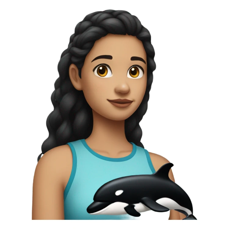 brunette teenager with orca tattoo on upper arm  sticker
