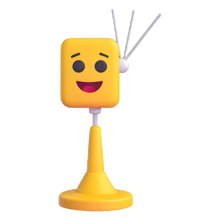 classic TV antenna, minimal, 3D emoji style sticker
