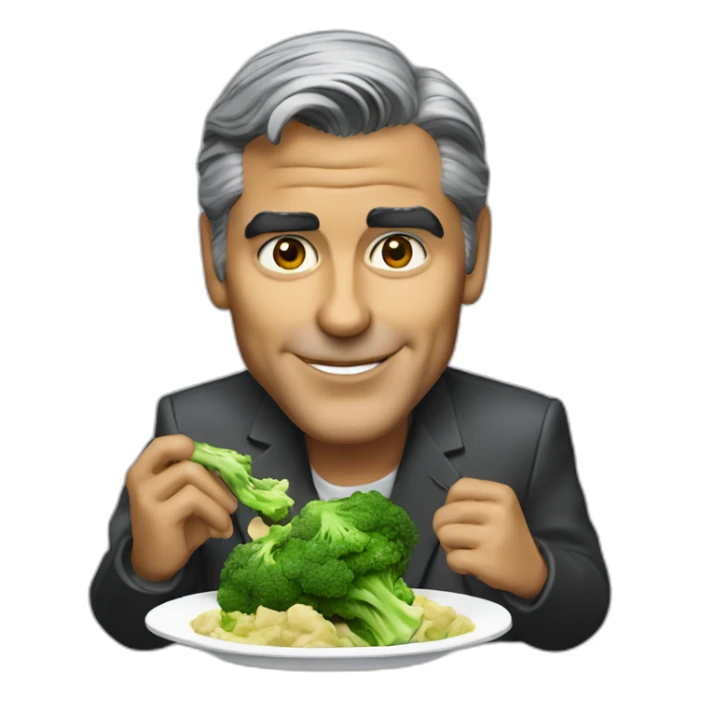 george clooney eating chicken and broccoli sticker