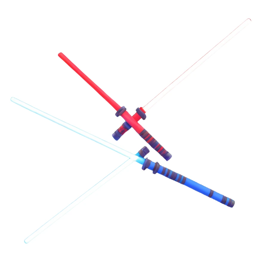 two lightsabers, one blue and one red, clashing with sparks sticker