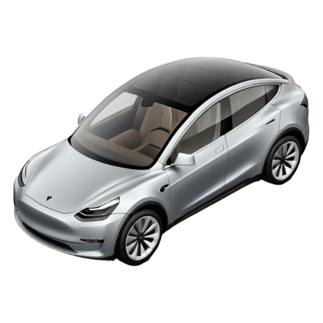 A Tesla Model Y parallel parking in front of a store, from above sticker