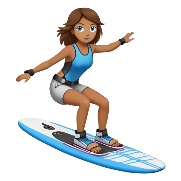 Mädchen braune Haare blaue Augen fährt Wakeboard  sticker