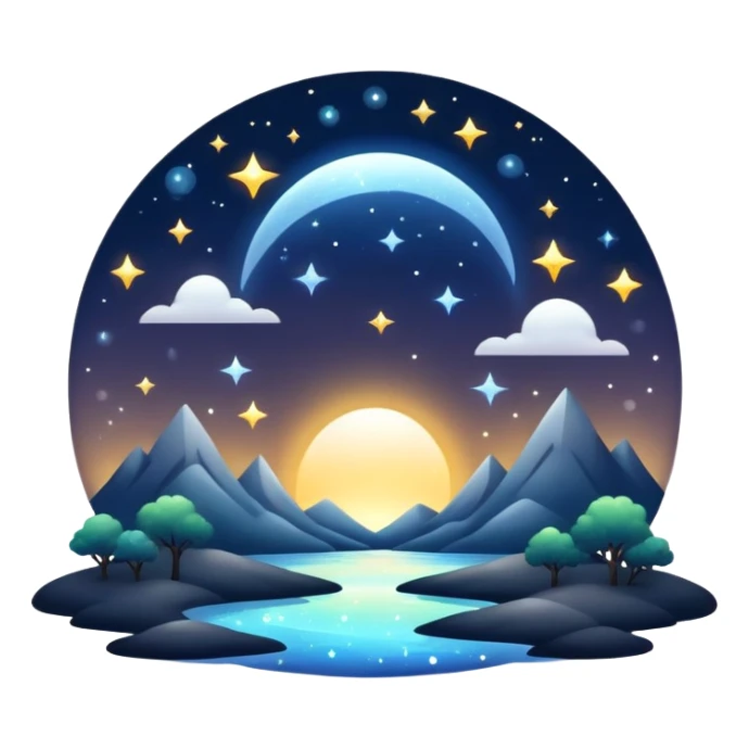 Dark dull divine celestial glistening glossy sparkly shiny glittery scenery  sticker
