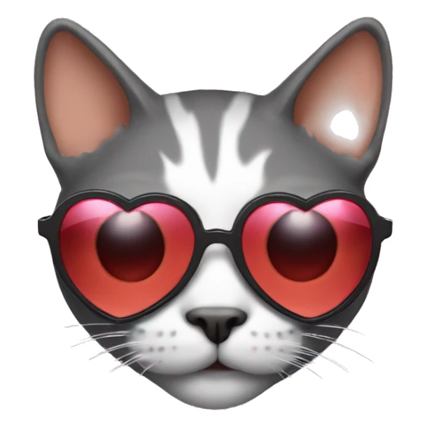 A head of a cat with heart sunglasses  sticker