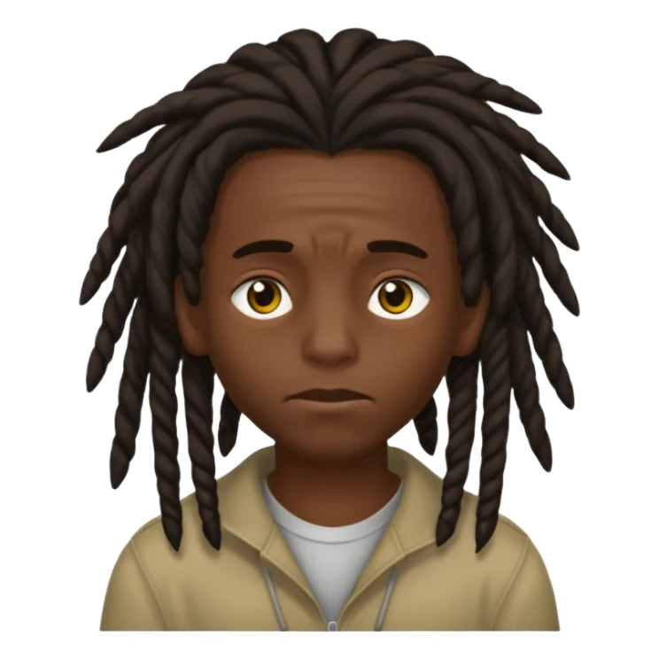 Dark-haired boy with medium-sized dreadlocks that cover part of his face, up to his eyes sticker