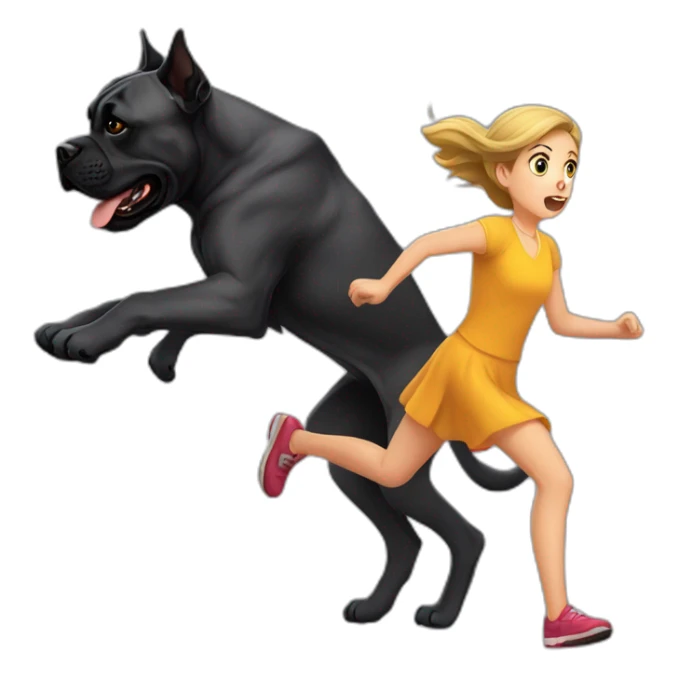 Cane Corso chasing a girl who is scared  sticker