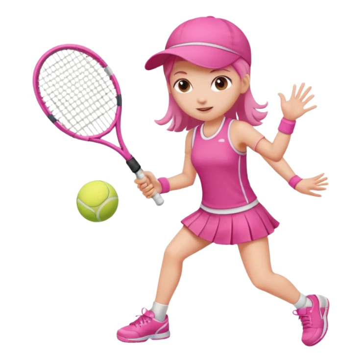 A pink girl playing tennis sticker