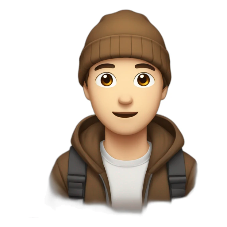 anime style man with brown BEANIE sticker