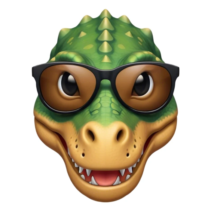 face of a dinosaur with cool black sunglasses on sticker