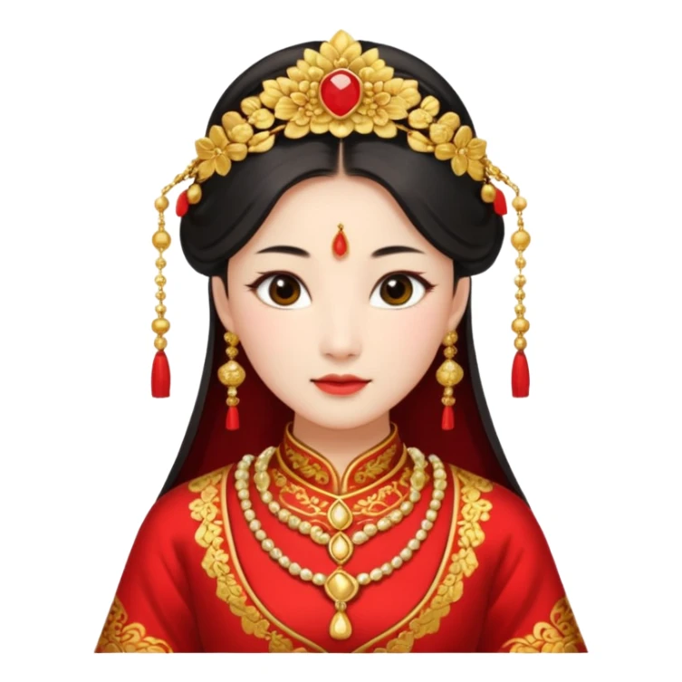 Chinese bride getup, heavy jewelary, traditional. sticker