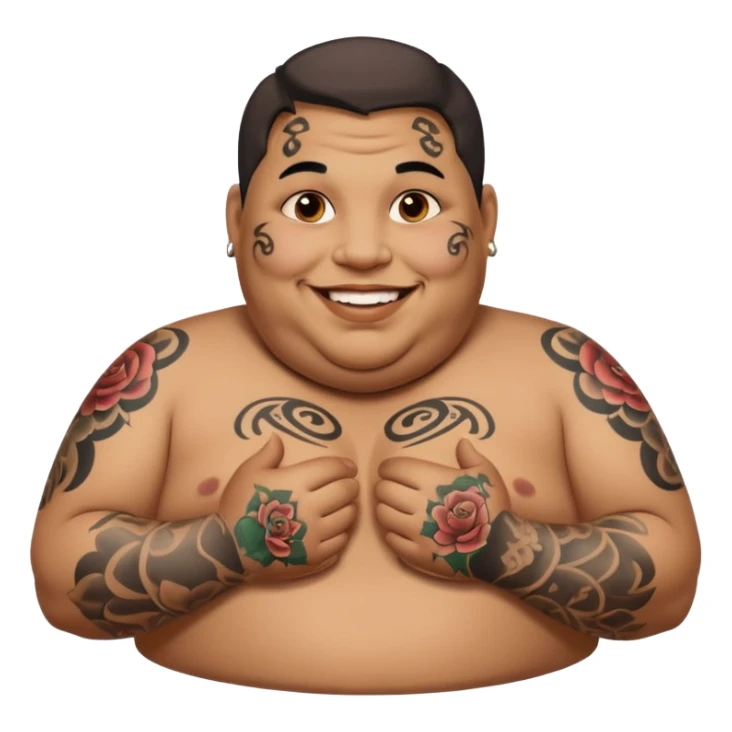 obese man with lots of face tattoo sticker