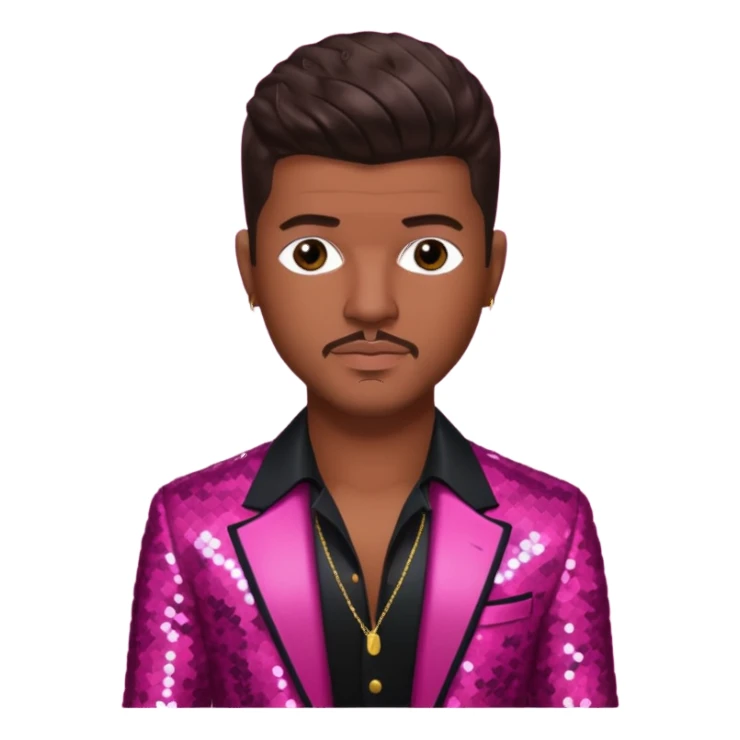 Robin Thicke with dark brown hair, dark pink sequin outfit sticker