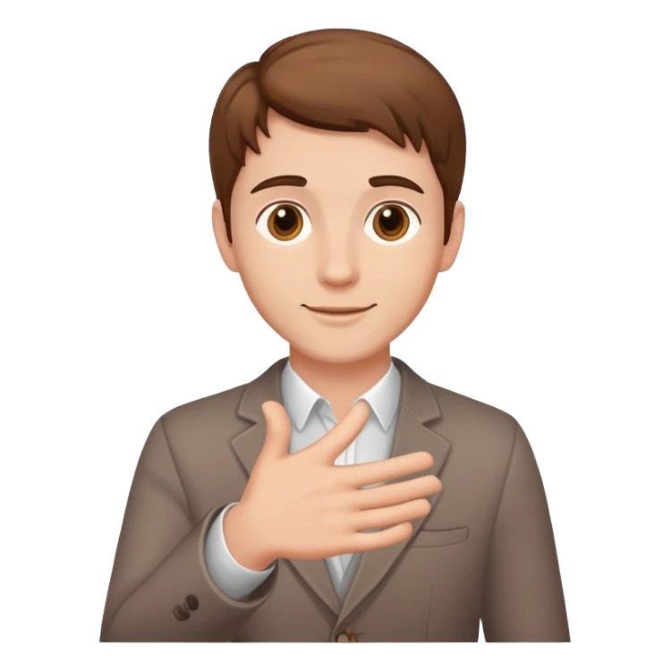charming brown-haired man, one hand out in a welcoming pose sticker