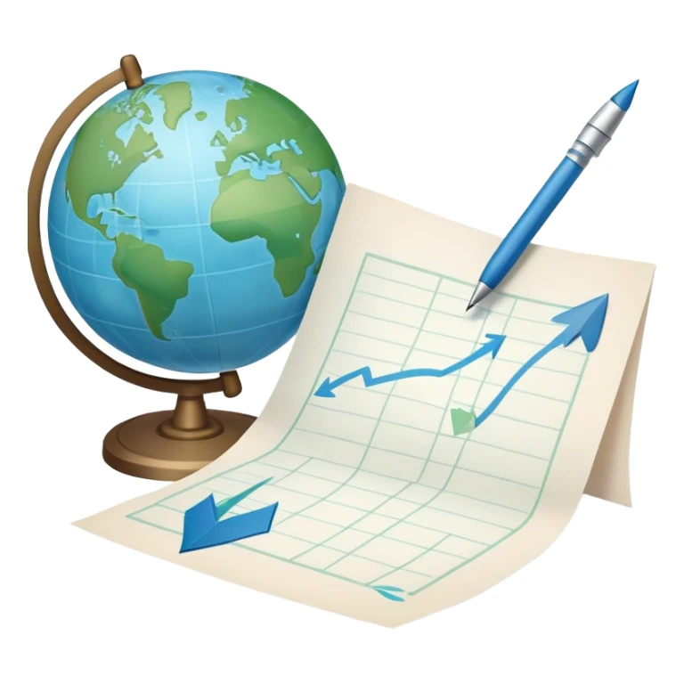 Create an emoji representing language translation. The design should feature a globe in the background, symbolizing international communication. In front of the globe, place two books or sheets of paper, with a pen nearby to indicate the act of writing. Add two arrows pointing in opposite directions between the sheets to represent the translation process. Use a clean and professional color palette with blues, greens, and neutral tones. Make the background transparent. sticker