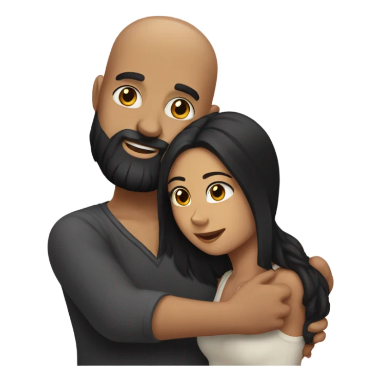 Bald man with black beard hugging girl with long black hair sticker