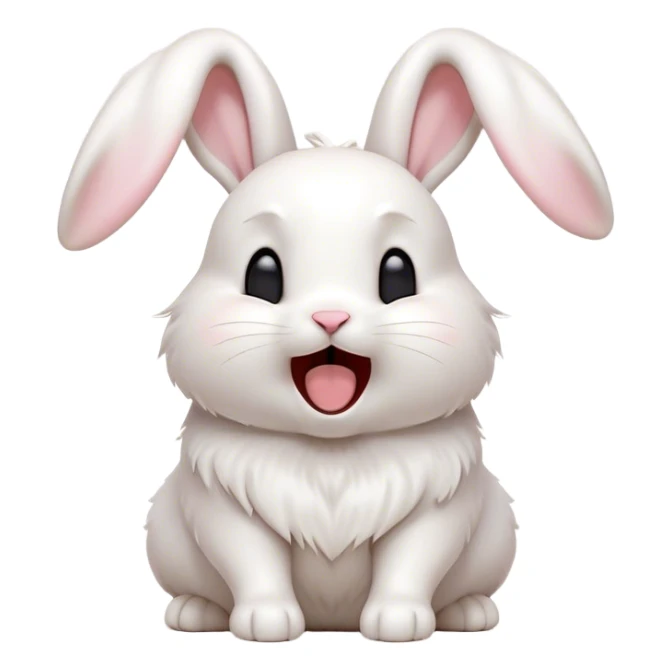 Cinematic Cute Yawning White Rabbit Portrait Emoji, Head tilted slightly with a dramatic, wide-open yawn, showcasing a smooth, silky white fur with floppy ears, round dark eyes barely open in drowsy contentment, Simplified yet irresistibly adorable features, highly detailed, glowing with a soft, cozy glow, high shine, relaxed yet expressive, stylized with a touch of whimsy, bright and endearing, soft glowing outline, capturing the essence of a sleepy yet affectionate bunny, so drowsy it feels like it could stretch out of the screen and curl up for a nap! sticker