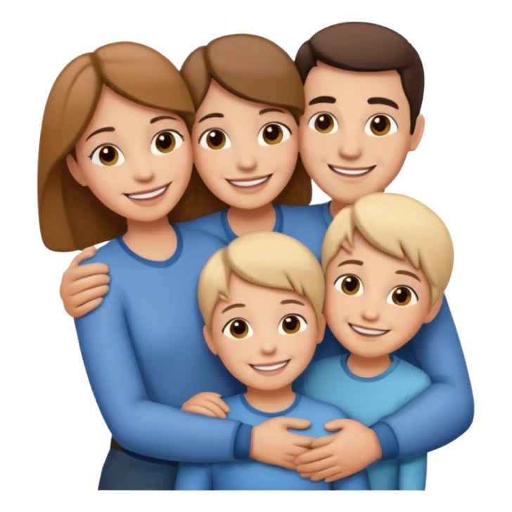 family of 5 hugging each other sticker