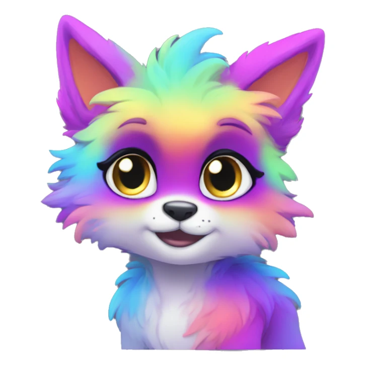 Colorful gradient-Sparkle-nebula-fursona anthropomorphic furry full body sticker