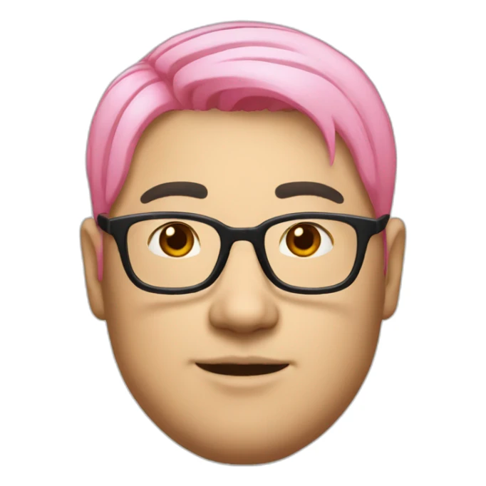 pinkhair-fat-japanese-man-pink-redspectacle sticker