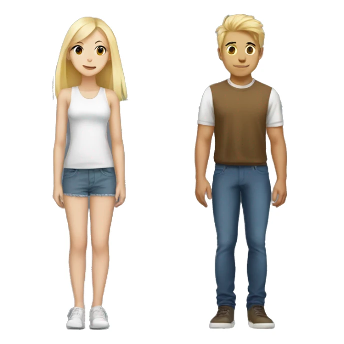 Short Asian and tall blonde girl height difference sticker