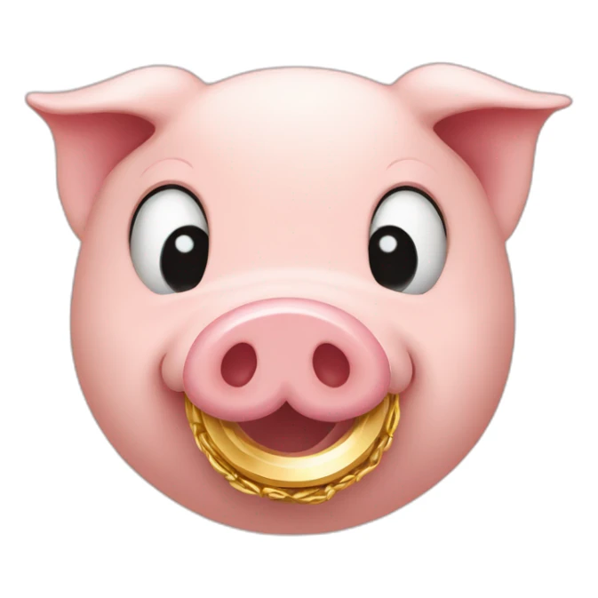 a gold ring in a pig's nose sticker