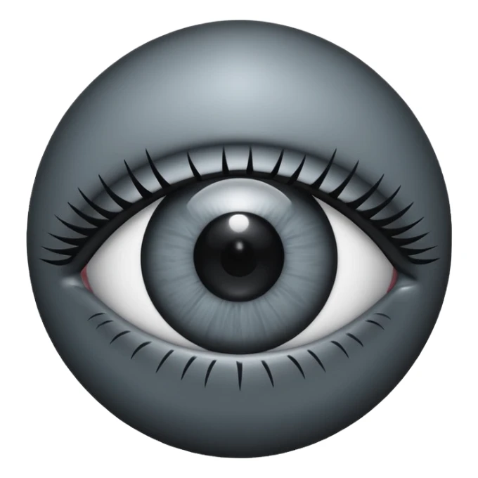 Minimal emoji, gothic futuristic eye, cold grey sclera, the pupil is fully replaced by a solid black number 8 eight, occult cyber aesthetic, sharp clean lines, flat emoji design, centered, transparent background sticker