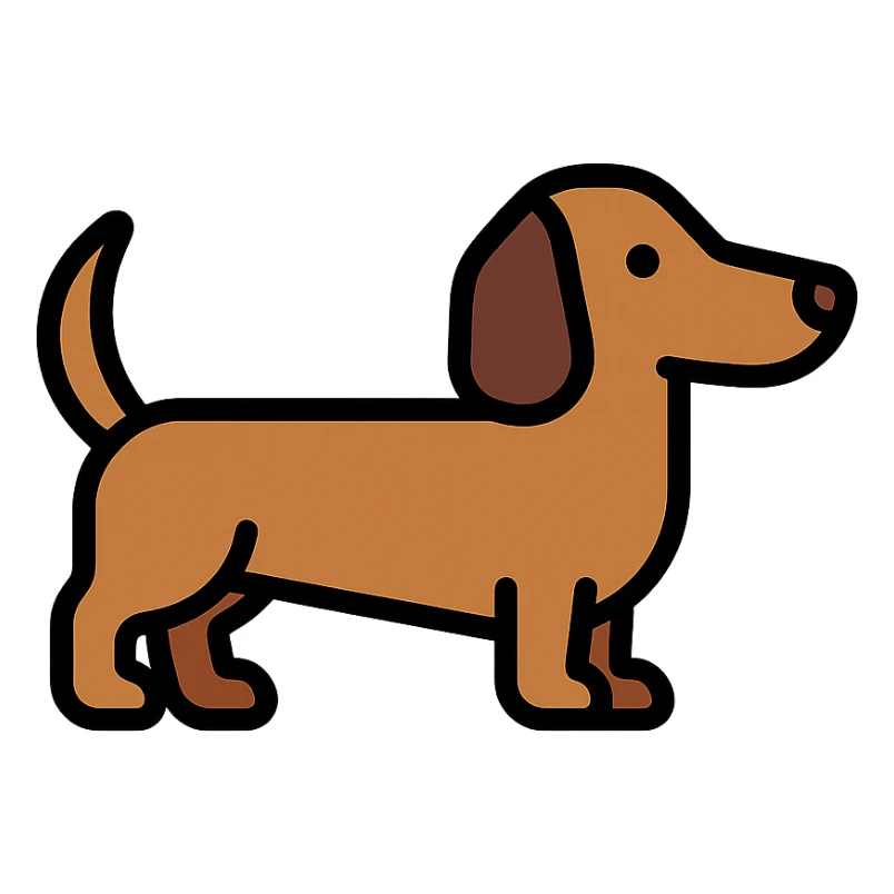 simple lineal drawing of a whole brown dachshund dog, icon format for text posts, no background sticker