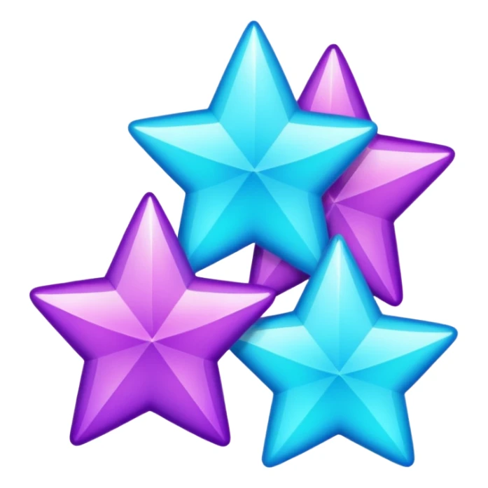 glitter purple and cian 3 stars sticker