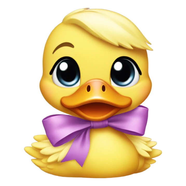 Baby duck wearing a bow on head sticker