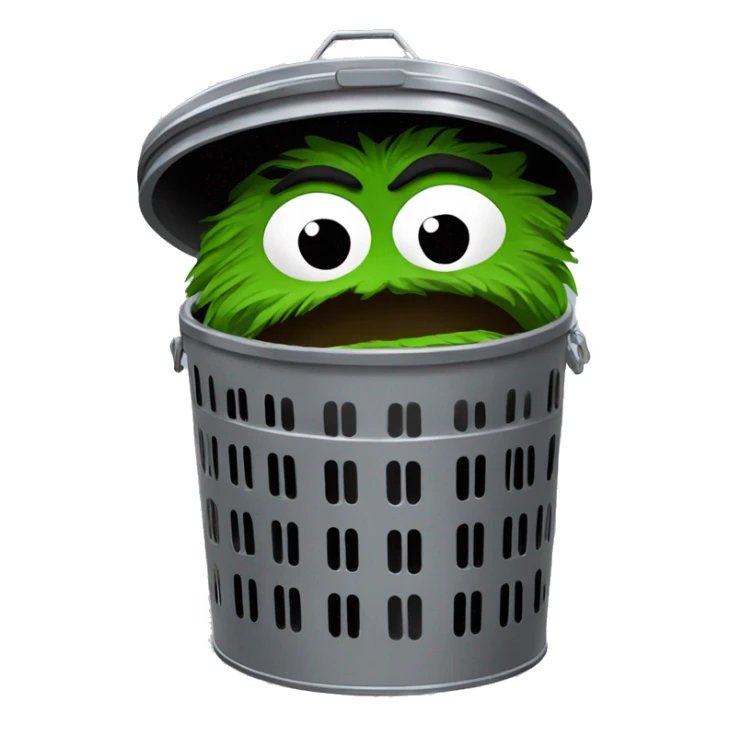 oscar the grouch inside metal trash can sticker