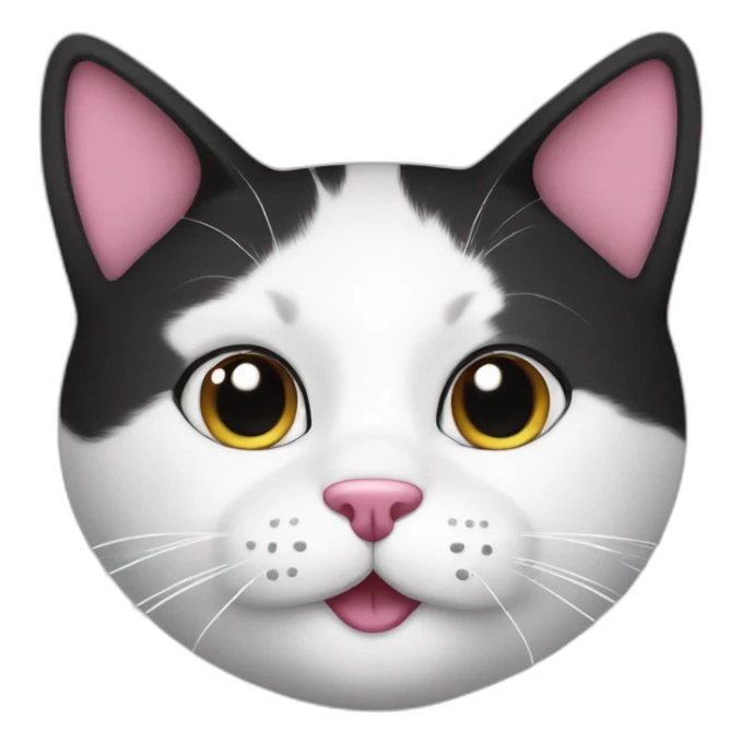 White and black cat with pink nose  sticker