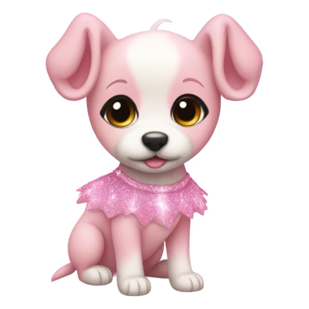 Pink ombre puppy with a ballet outfit and glitter  sticker